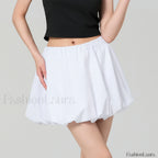 Bubble Plaid Elastic Mini Skirt