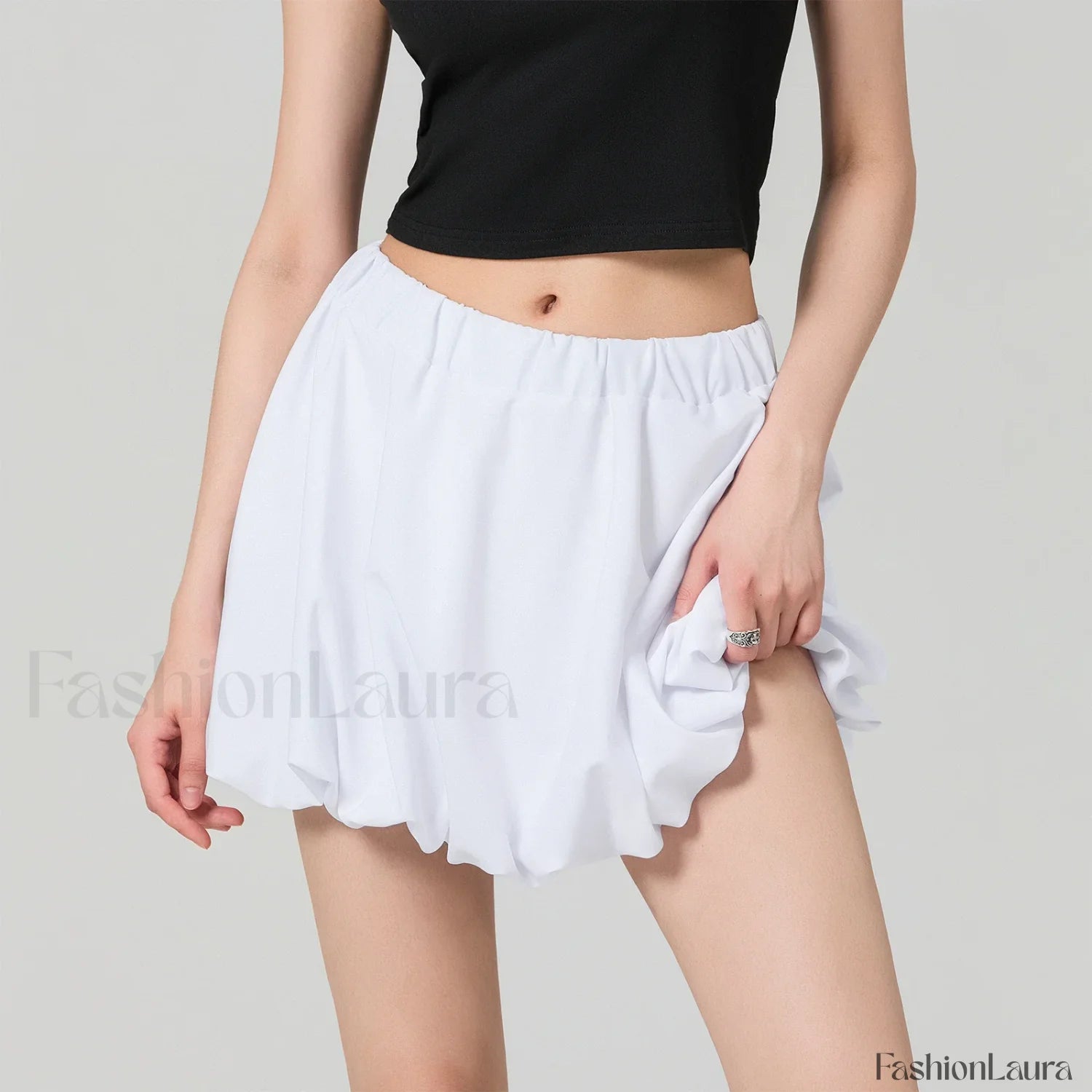 Bubble Plaid Elastic Mini Skirt