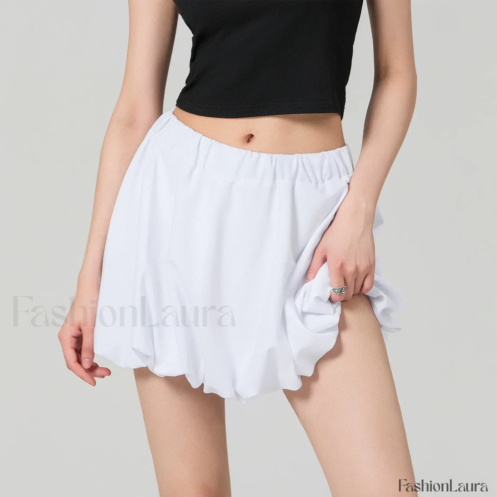 Bubble Plaid Elastic Mini Skirt