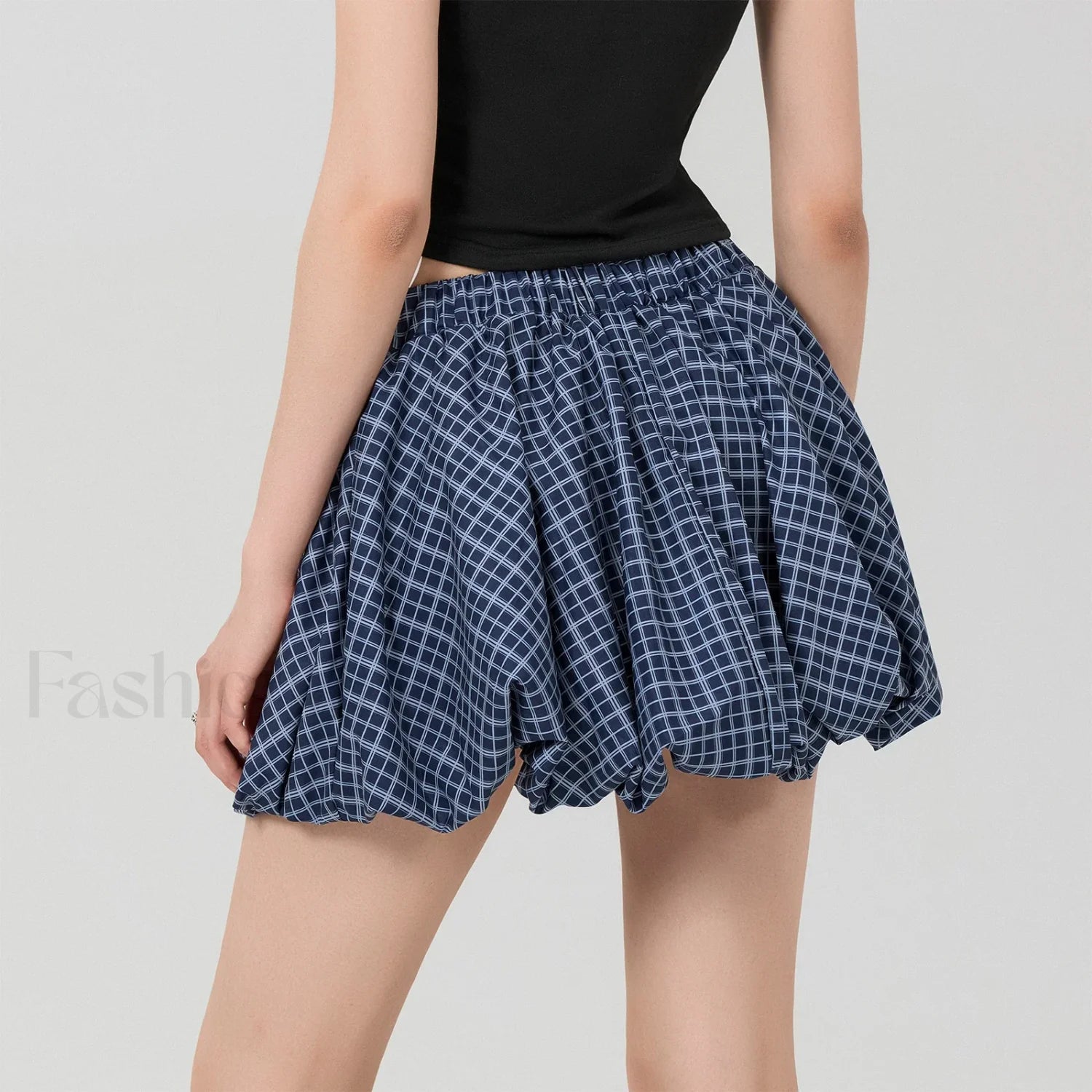 Bubble Plaid Elastic Mini Skirt Secondary image