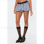 Bubble Plaid Puffy Party Skirt