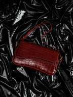 Buckle Checkered Small Armpit Bag Burgundy / One Size Bag