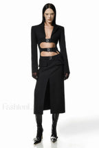 Buckle Detail Top Charming + Skirt Set