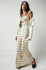 Butterfly Babe Lace Charming Polka Dot Maxi Dress