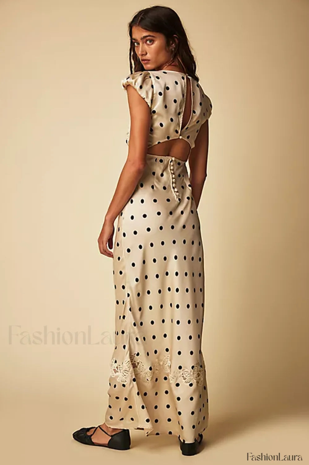 Butterfly Babe Lace Charming Polka Dot Maxi Dress