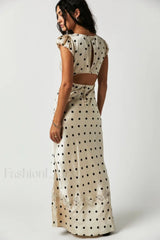Butterfly Babe Lace Charming Polka Dot Maxi Dress