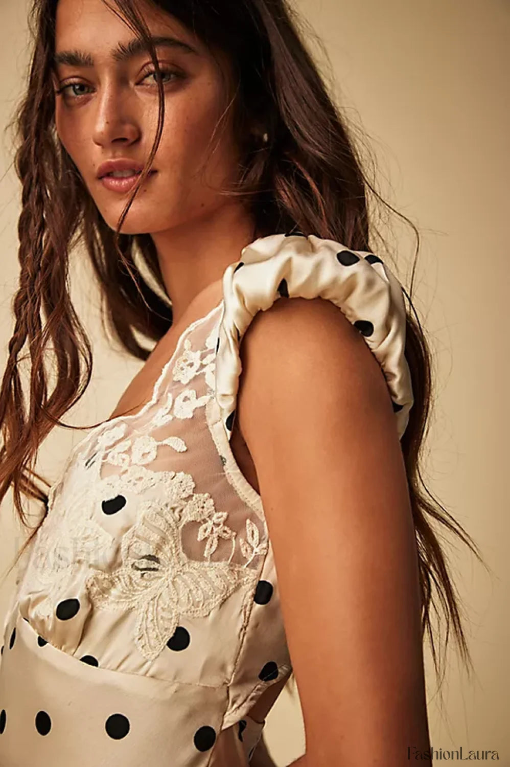 Butterfly Babe Lace Charming Polka Dot Maxi Dress