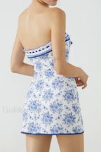 Butterfly Bouquet Floral Charming Tube Short Dress