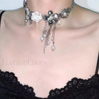 Butterfly Love Pearl Tassel Sweet Cool Necklace SILVER