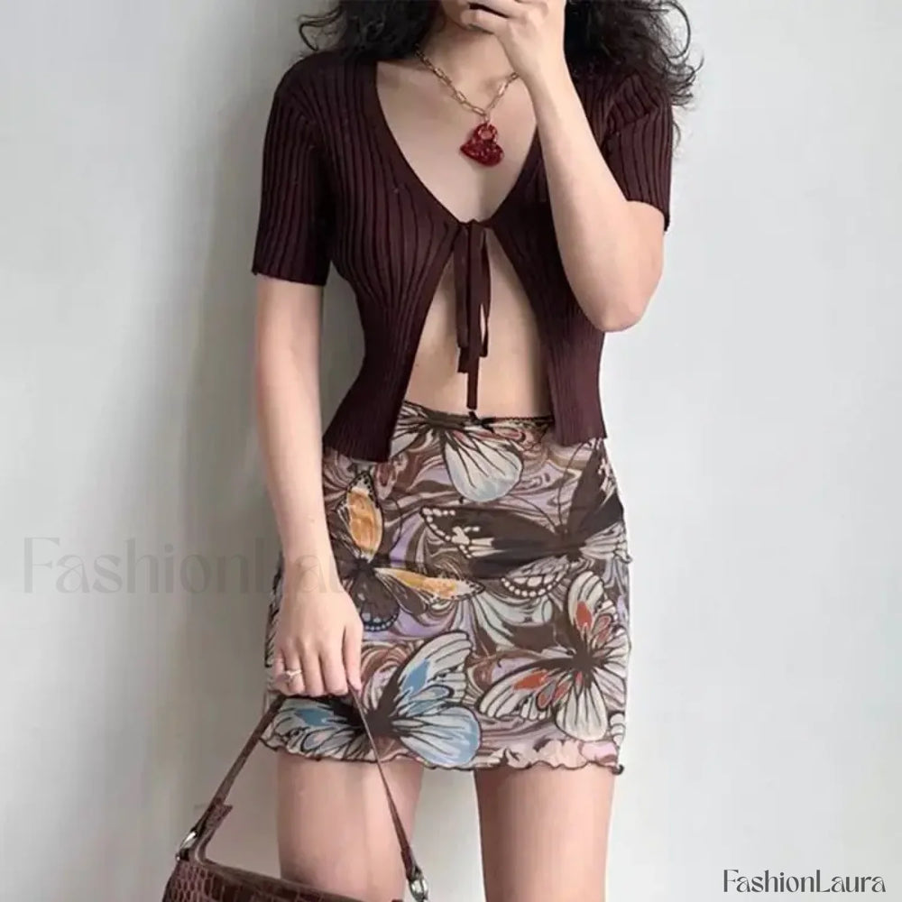Butterfly Print Bodycon Streetwear Skirt