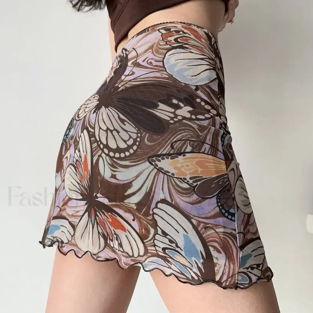 Butterfly Print Bodycon Streetwear Skirt