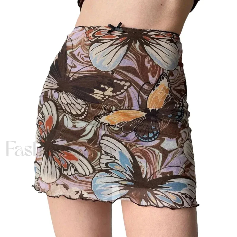 Butterfly Print Korean Bodycon Skirt