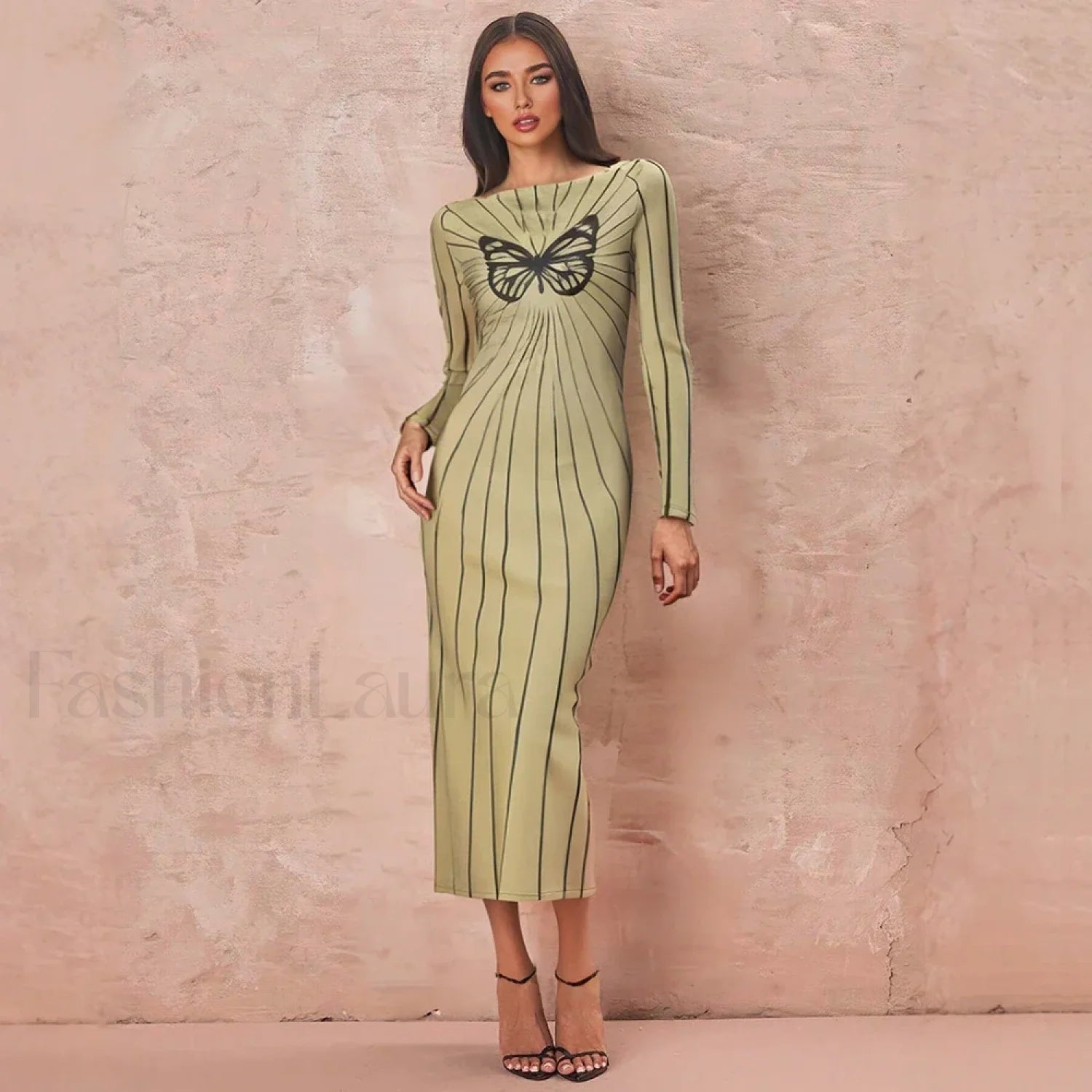 Butterfly Wrap Maxi Midi Dress Green / S Main image