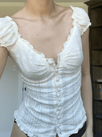 Broidered Lace Crop Blouse White / S Shirts