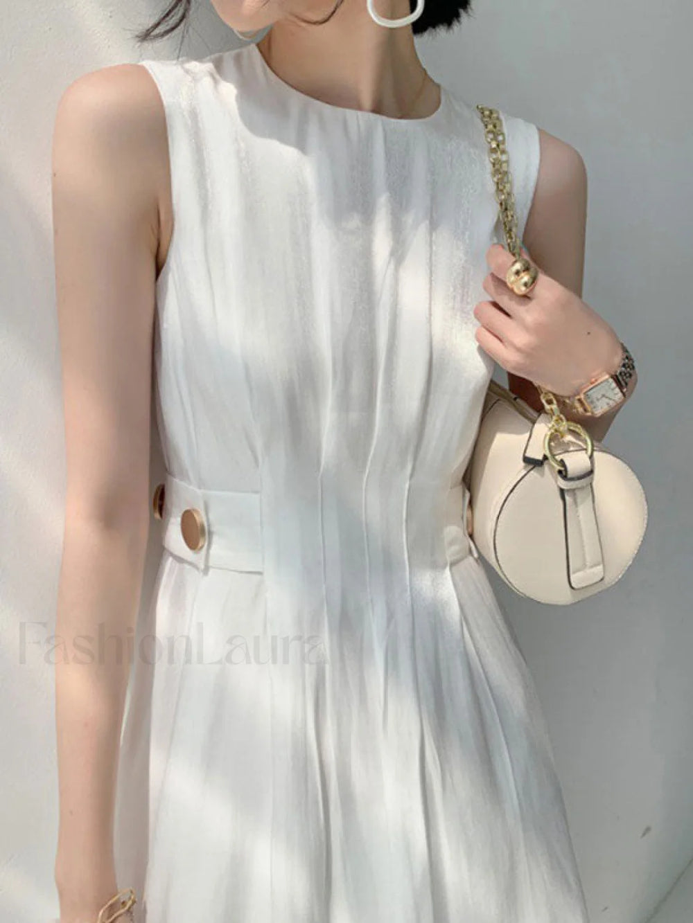 Button Embellished Satin Midi Dress Midi Dresses