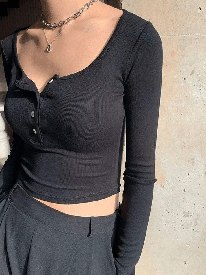 Long Sleeve Crop Top Tops&Tees