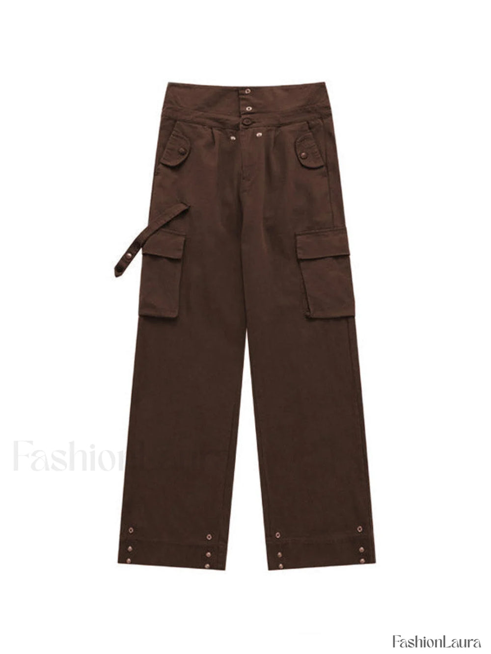 Buttoned High Waisted Cargo Pants Cargo Pants