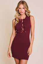 Sleeveless Bow Cutout Knit Sweater Dress