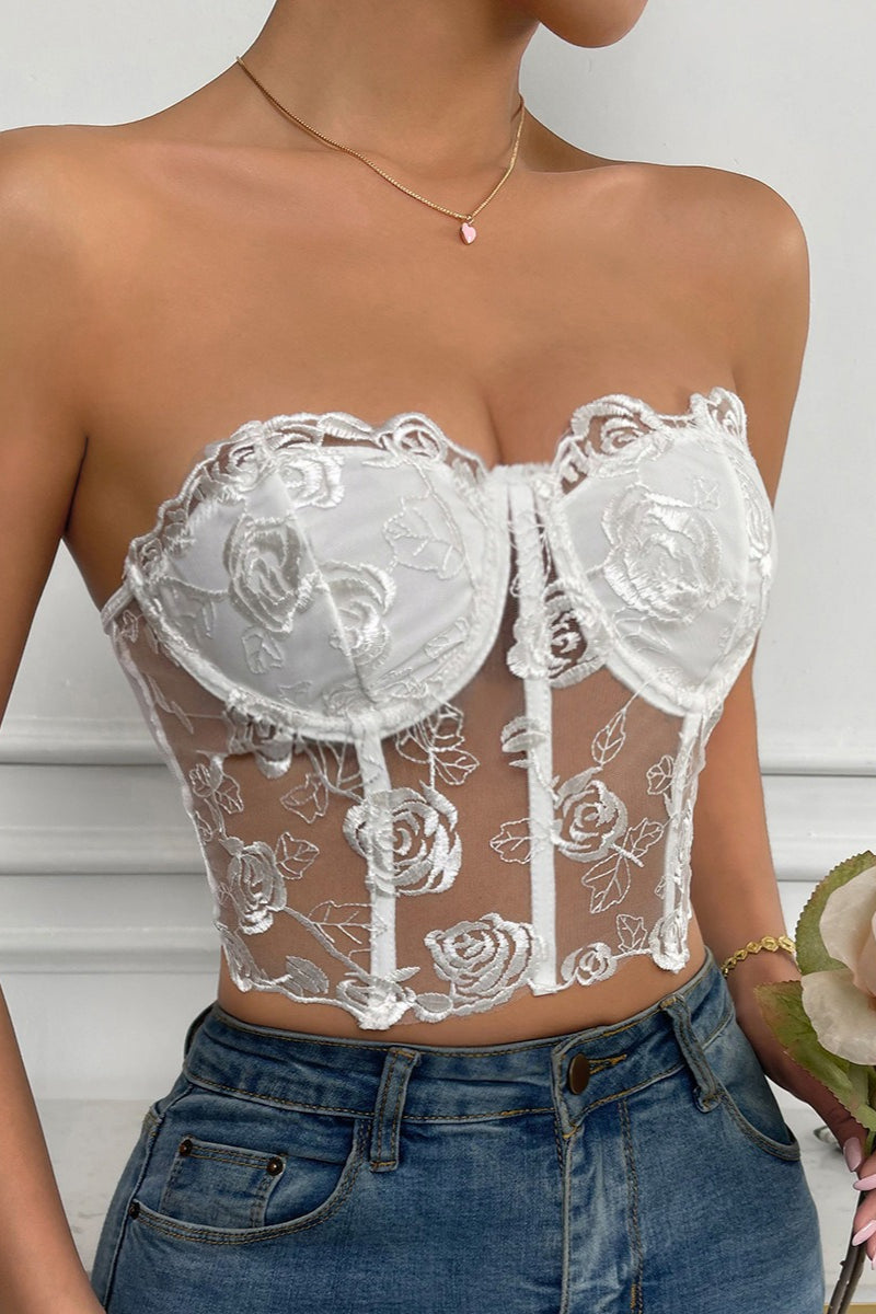 Lace 3D Flower Corset Tube Top Secondary image