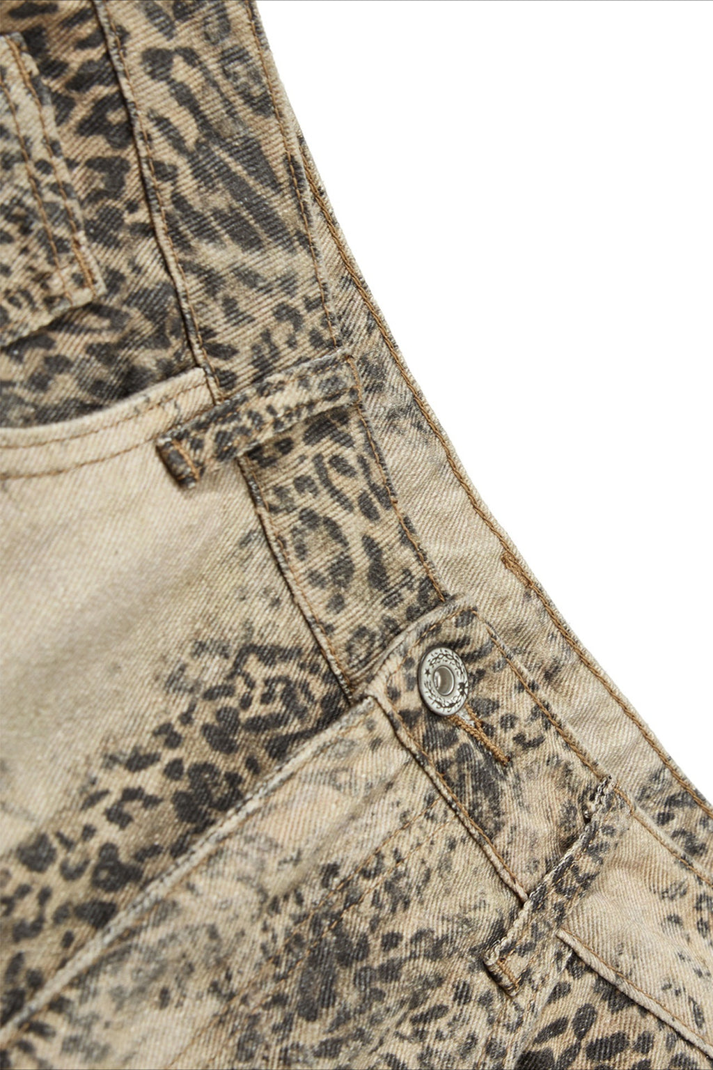 Leopard Print Cargo Wide Leg Jeans
