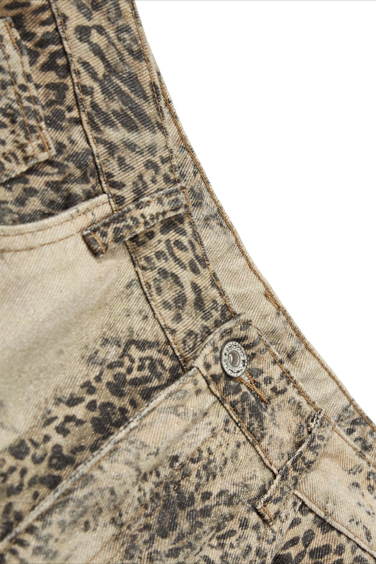 Leopard Print Cargo Wide Leg Jeans