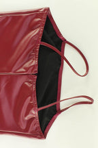 Faux Leather Side Slit Party Dress