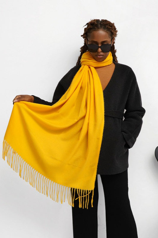 Solid Color Cashmere Like Long Scarf Main image