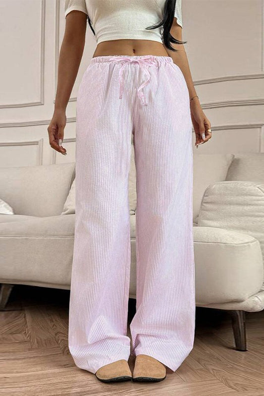 Pink Casual Wide Leg Knit Pants Main image