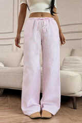 Pink Casual Wide Leg Knit Pants