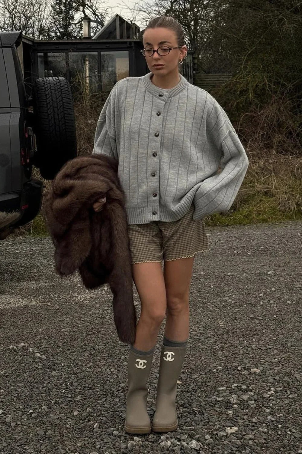 Soft Rib Relaxed Cardigan S / Light Grey Main image