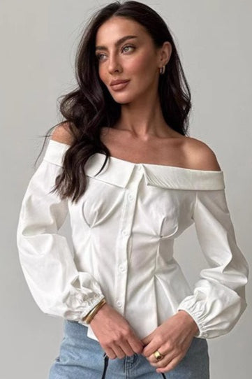 Off Shoulder Boat Neck Blouse Main image