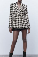 Houndstooth Double Breasted Blazer