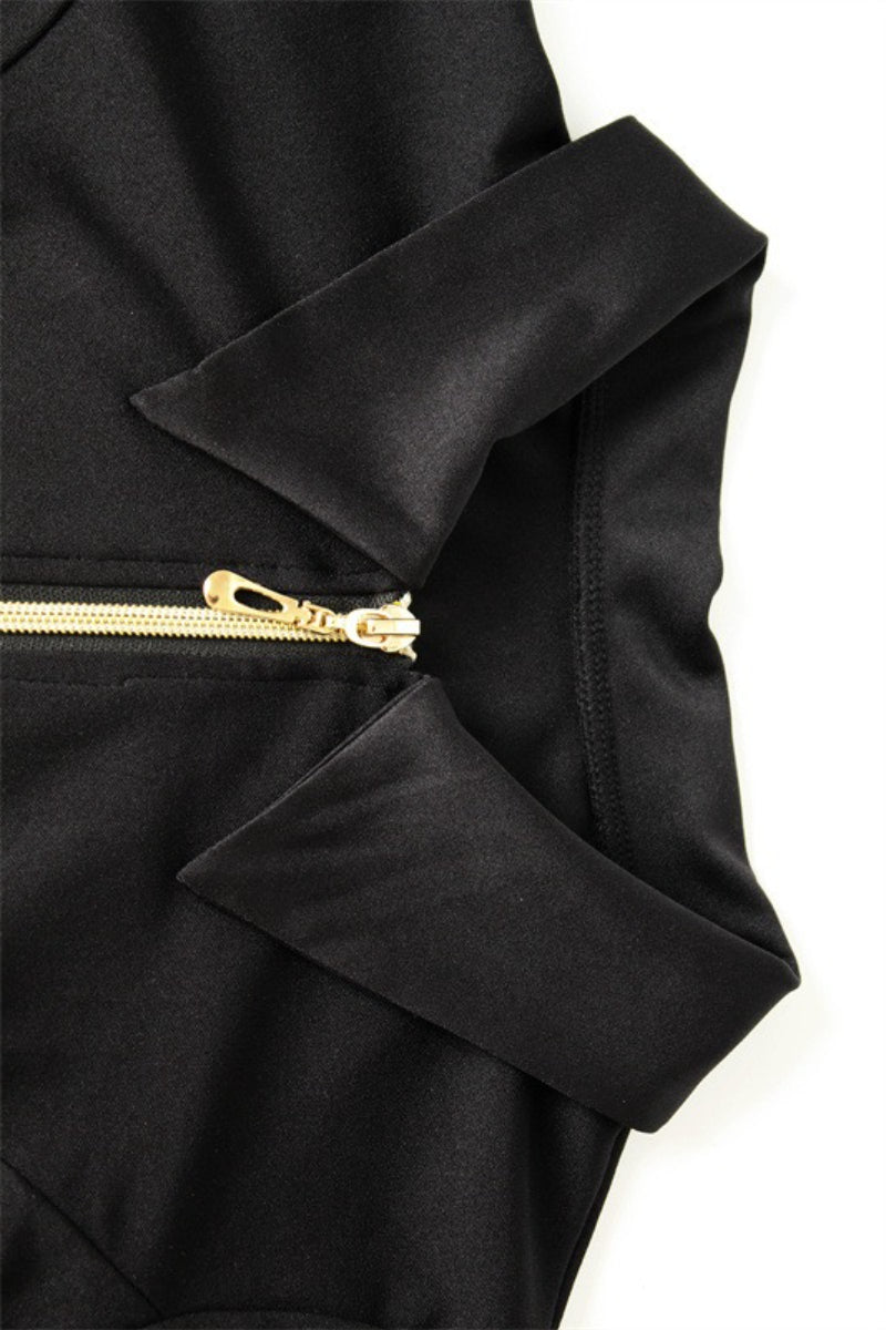 Open Back Zip Front Collared Crop Top