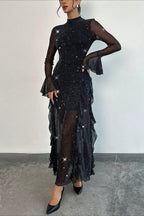 Elegant Ruffled Mermaid Maxi Dress