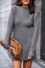 Solid Color Bodycon Knit Sweater Grey / S