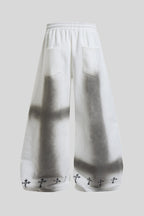 Washed Gothic Cross Wide Leg Sweatpants
