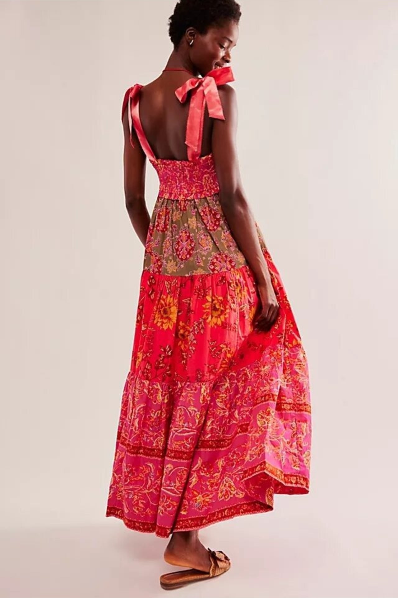 Vintage Print Cami Maxi Boho Dress