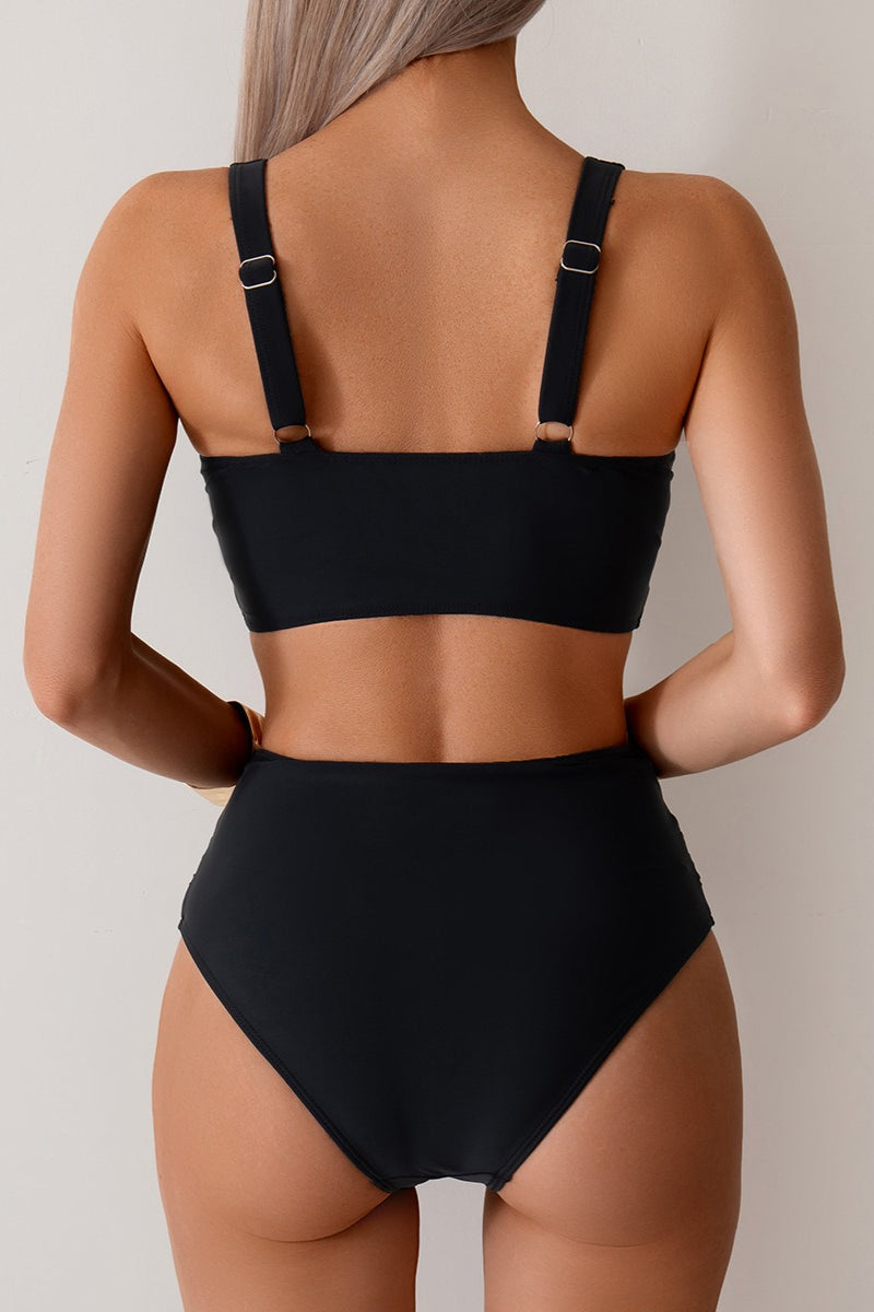 High Waist Solid Bodycon Two Piece Swim Set Secondary image