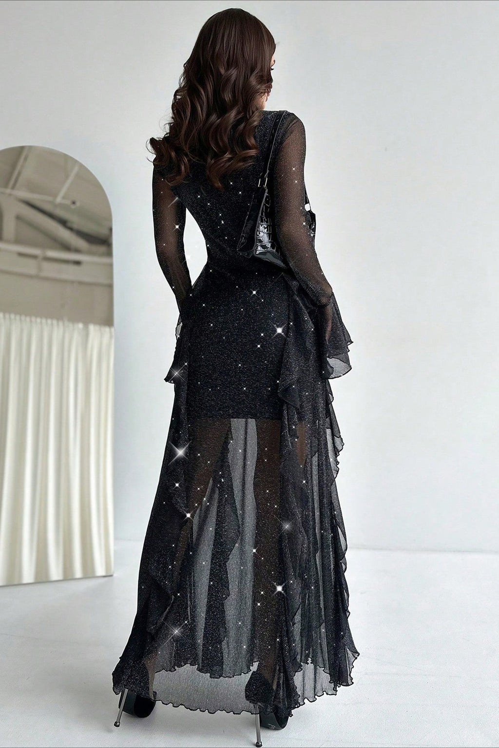 Elegant Ruffled Mermaid Maxi Dress