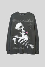 Gothic Skeleton Symbol Graphic Oversized Sweatshirt