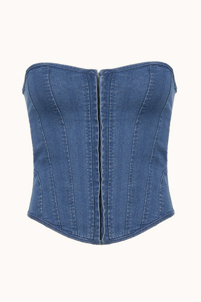 Off Shoulder Eyelet Lace Up Tube Top
