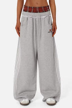 Stripe Embroidered Double Waist Sweatpants