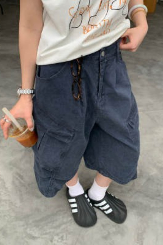 Washed Wide Leg Utility Cargo Pants