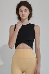 Sleeveless Cross Front Athletic Crop Top
