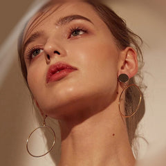 Bold Geometric Gold Alloy Hoop Earrings