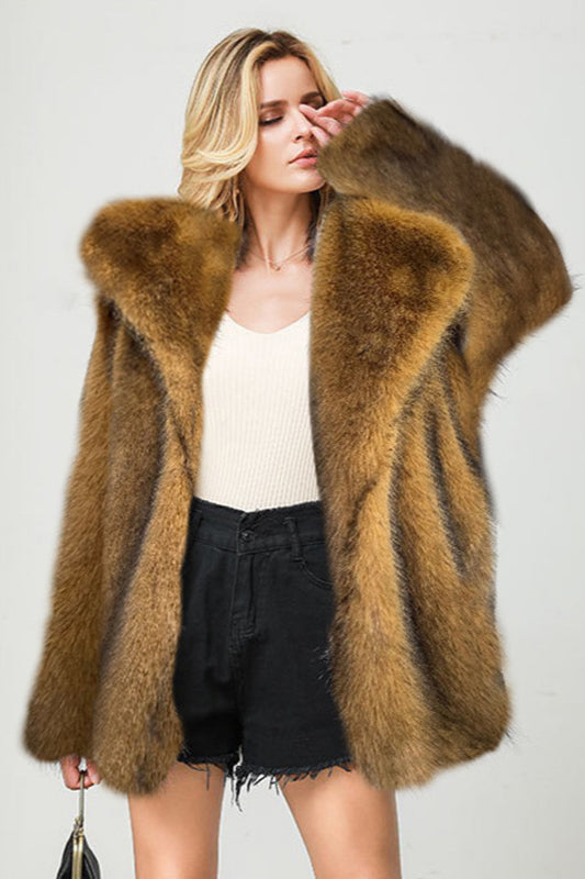 Faux Fur Mid Length Blazer Coat Yellow / S coats Main image