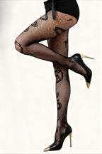 Black Snake Pattern Fishnet Tights