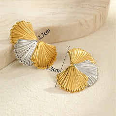 Color Block Stainless Steel Textured Earrings