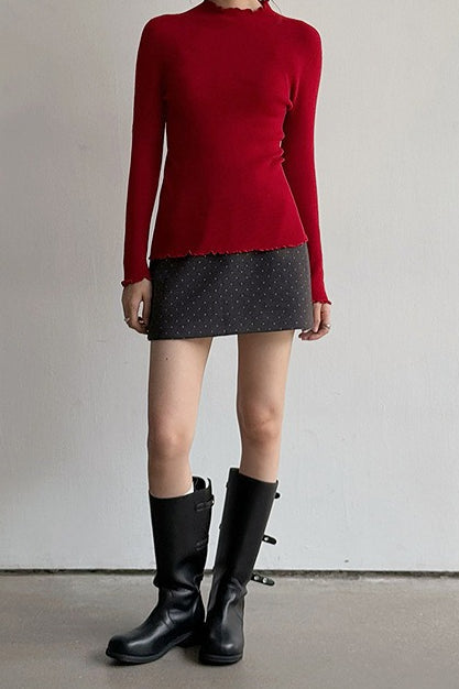 Polka Dot Wool A-Line Skirt Main image