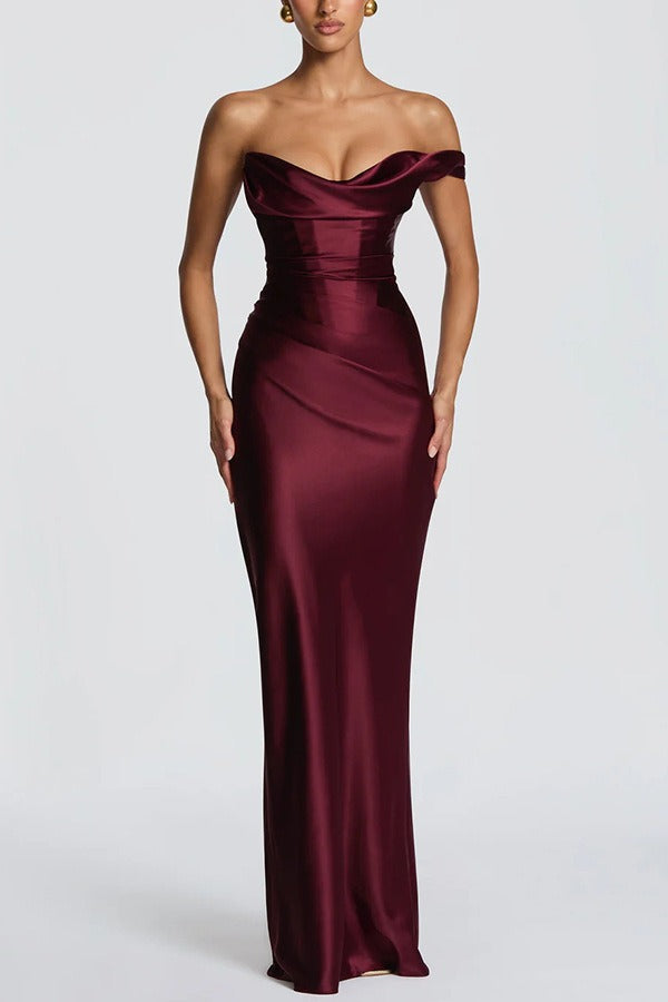 One Shoulder Satin Column Formal Dress